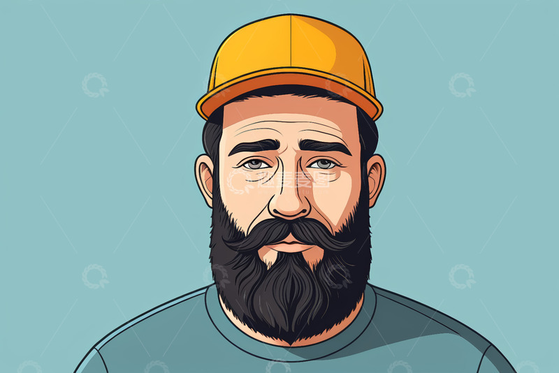 高清大图下载【趣麦麦图】戴帽留胡男性动画形象