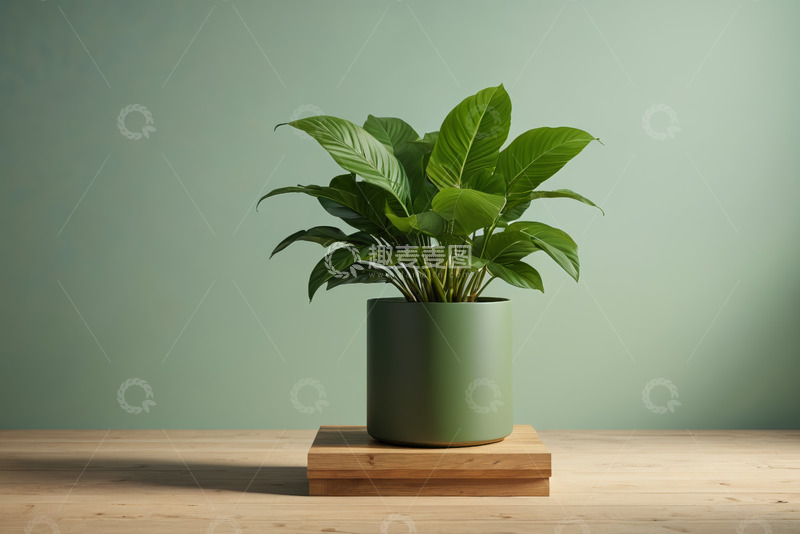 高清大图下载【趣麦麦图】木台上的绿色盆栽植物