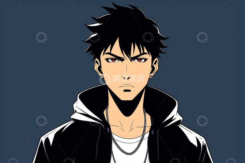 高清大图下载【趣麦麦图】穿着连帽外套的男性肖像