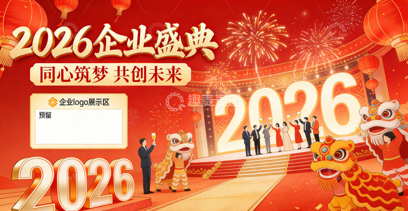 高清大图下载【趣麦麦图】喜庆2026企业年会盛典海报