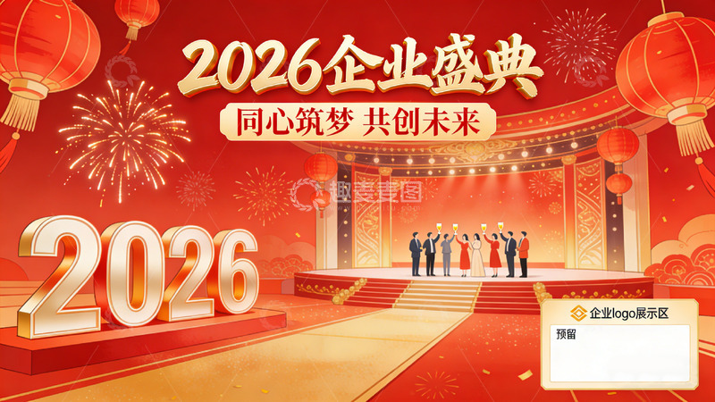 高清大图下载【趣麦麦图】2026企业庆典喜庆海报设计模板