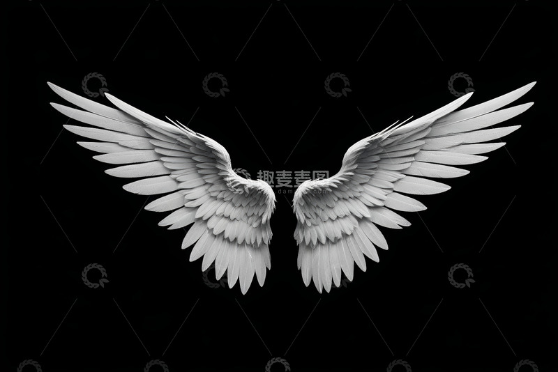 高清大图下载【趣麦麦图】白色天使翅膀特写素材