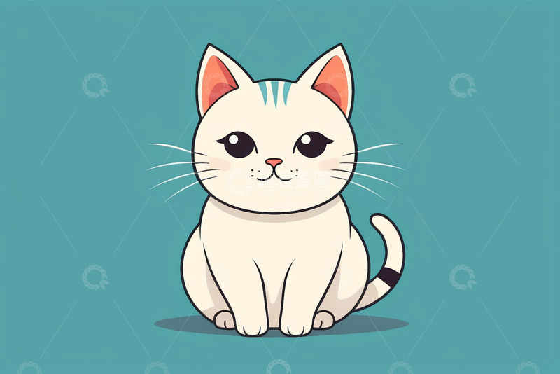 高清大图下载【趣麦麦图】卡通小猫坐立插画