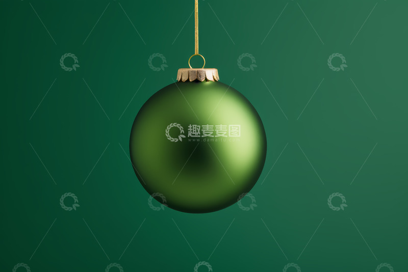 高清大图下载【趣麦麦图】绿色圣诞装饰球特写