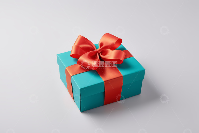 高清大图下载【趣麦麦图】蓝色礼品盒配红色蝴蝶结