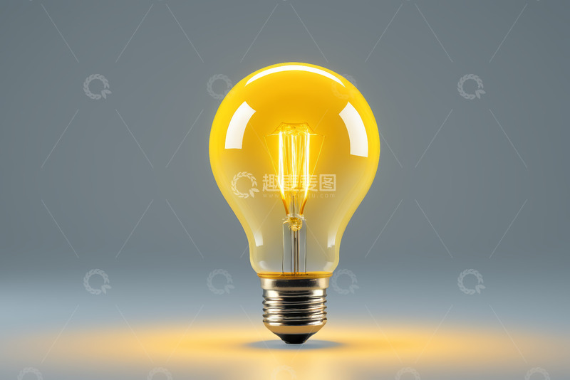 高清大图下载【趣麦麦图】发光的黄色白炽灯泡