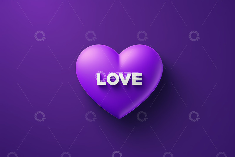 高清大图下载【趣麦麦图】-紫色爱心LOVE图案素材