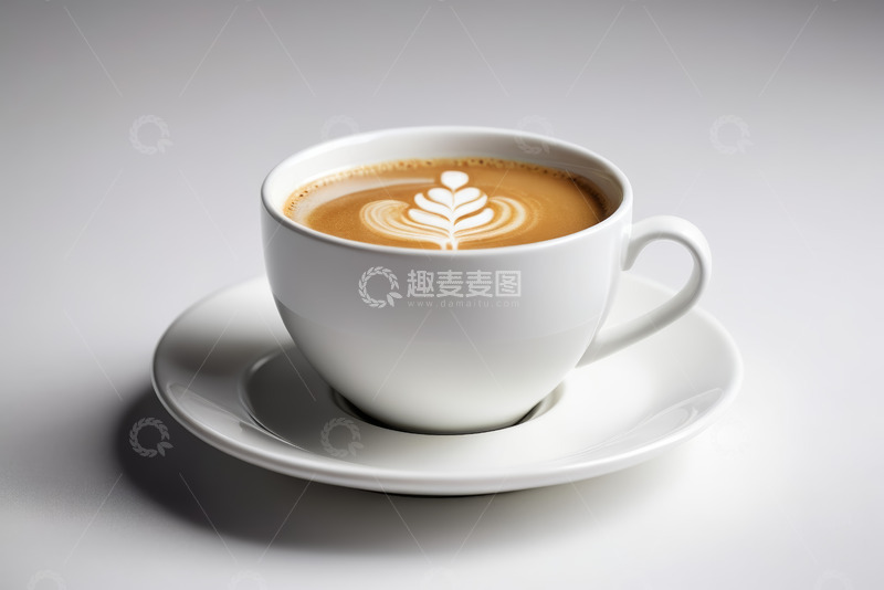 高清大图下载【趣麦麦图】白色杯碟装的拉花咖啡