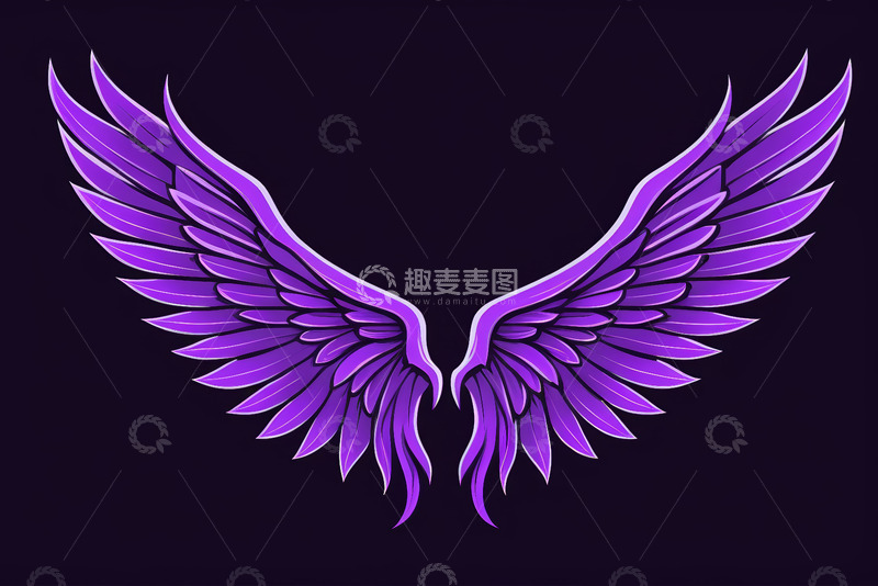 高清大图下载【趣麦麦图】紫色动画翅膀图形