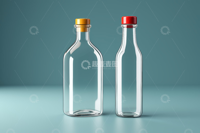 高清大图下载【趣麦麦图】两个带盖透明玻璃瓶展示