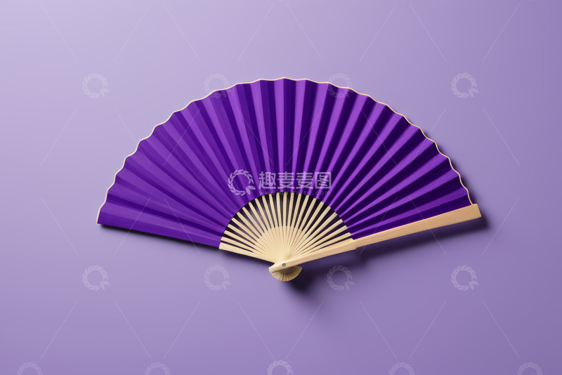 高清大图下载【趣麦麦图】紫色折扇特写