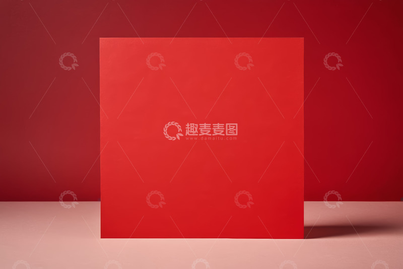 高清大图下载【趣麦麦图】红色背景空白卡片