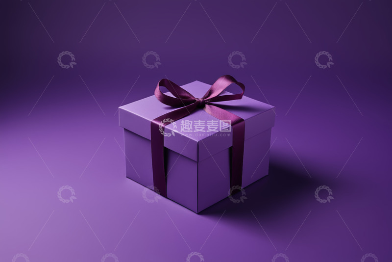 高清大图下载【趣麦麦图】紫色礼品盒带蝴蝶结装饰