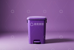 紫色脚踏式垃圾桶特写