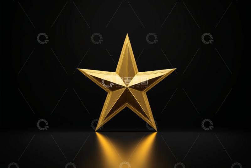 高清大图下载【趣麦麦图】黑色背景下的金色五角星