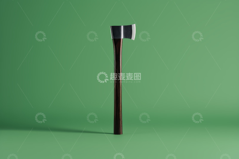 高清大图下载【趣麦麦图】绿色背景下的斧头展示