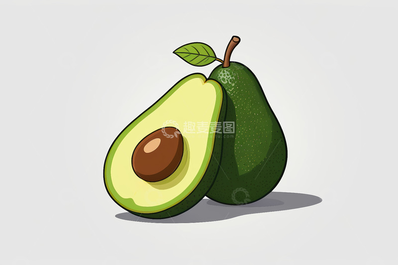 高清大图下载【趣麦麦图】卡通风格牛油果插画