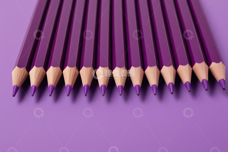 高清大图下载【趣麦麦图】紫色铅笔整齐排列
