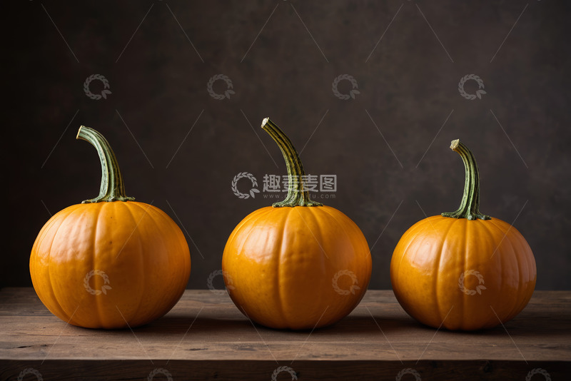 高清大图下载【趣麦麦图】三个橙色南瓜静物摆拍