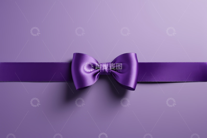 高清大图下载【趣麦麦图】紫色蝴蝶结丝带特写