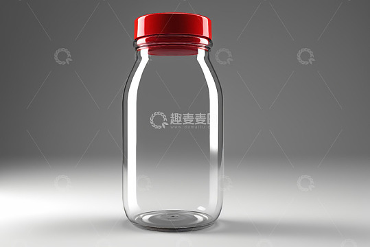 透明玻璃瓶带红色瓶盖