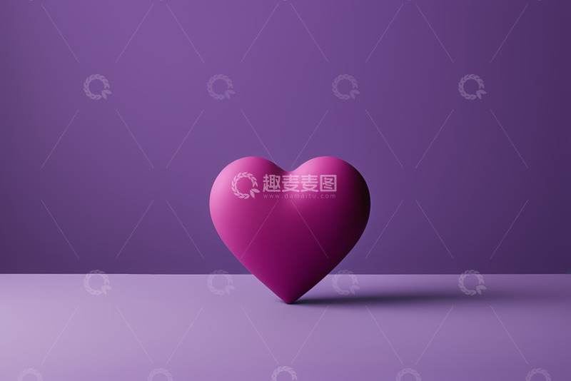 高清大图下载【趣麦麦图】紫色背景上的心形立体图案