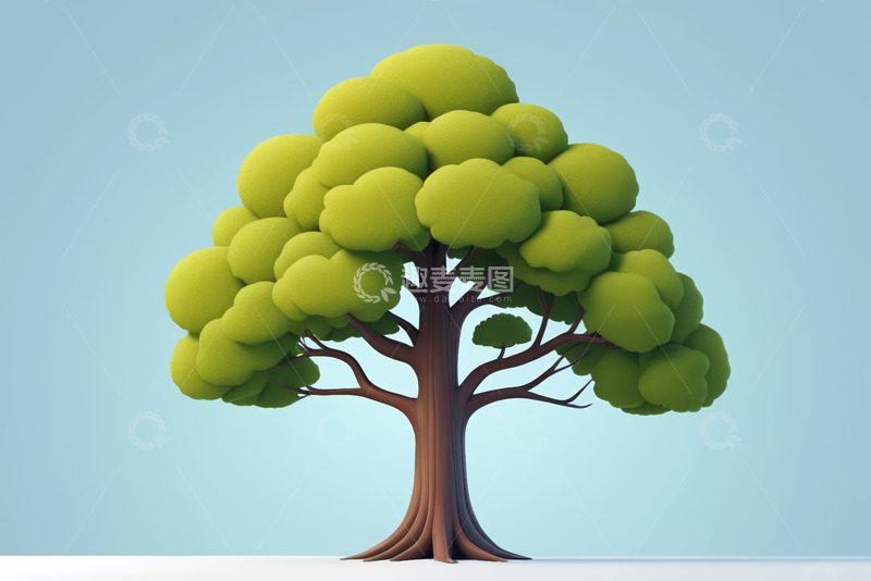 高清大图下载【趣麦麦图】绿色卡通风格树木素材