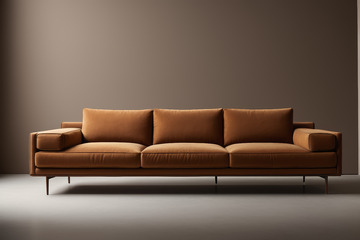 现代棕色三人沙发展示