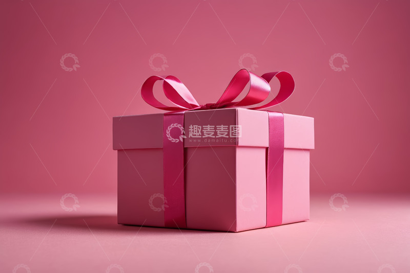 高清大图下载【趣麦麦图】粉色礼物盒带丝带特写