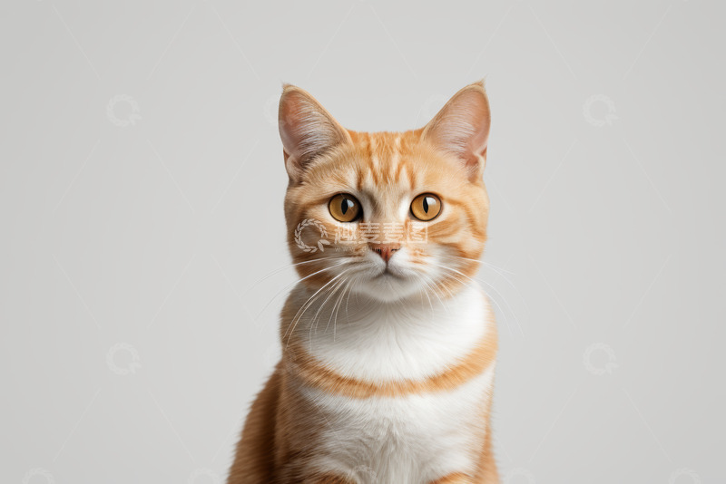 高清大图下载【趣麦麦图】橘白相间猫咪正面特写