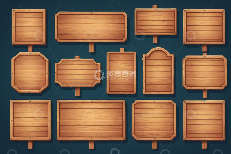 高清大图下载【趣麦麦图】多款式木质空白标牌素材