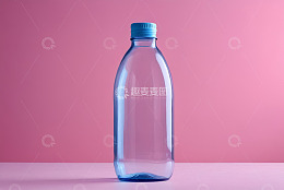 粉色背景透明塑料水瓶