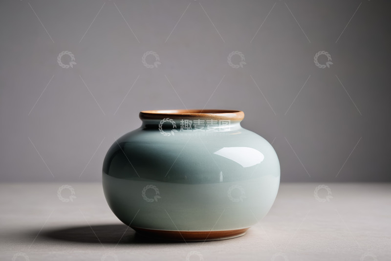 高清大图下载【趣麦麦图】青色陶瓷罐静物特写