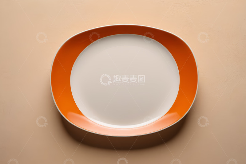 高清大图下载【趣麦麦图】橙白相间餐盘静物展示