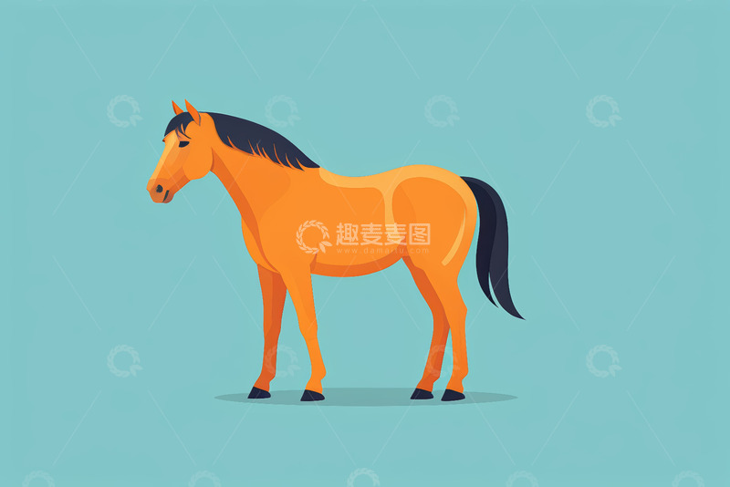 高清大图下载【趣麦麦图】站立的橙色卡通马