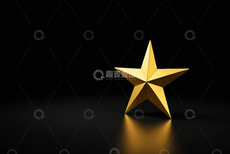 高清大图下载【趣麦麦图】黑色背景金色五角星素材