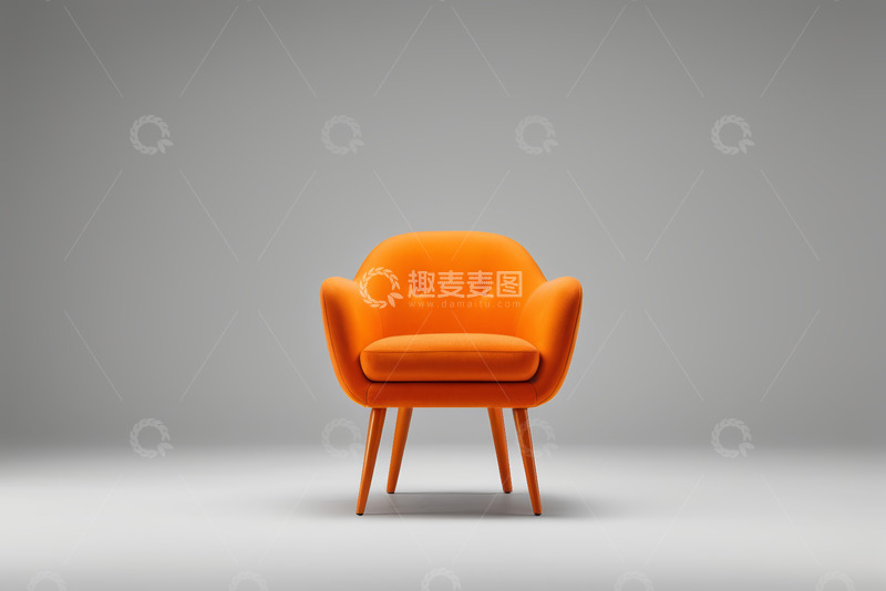高清大图下载【趣麦麦图】橙色现代单人沙发展示
