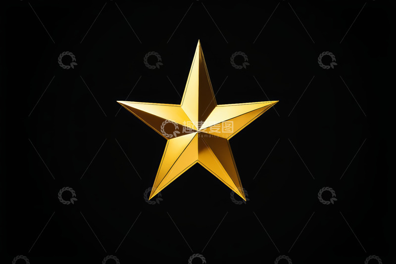 高清大图下载【趣麦麦图】黑色背景上的金色五角星