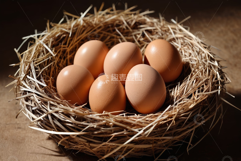 高清大图下载【趣麦麦图】鸟巢中的鸡蛋特写