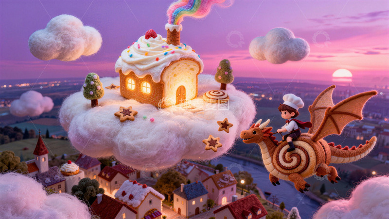 高清大图下载【趣麦麦图】糖霜云屋与龙骑士的甜梦