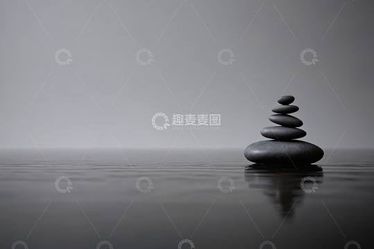 水面上堆叠的平衡石头