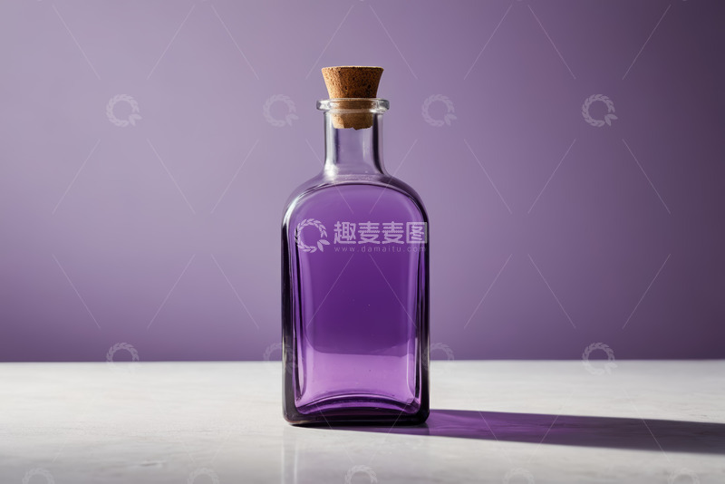 高清大图下载【趣麦麦图】紫色液体玻璃瓶特写