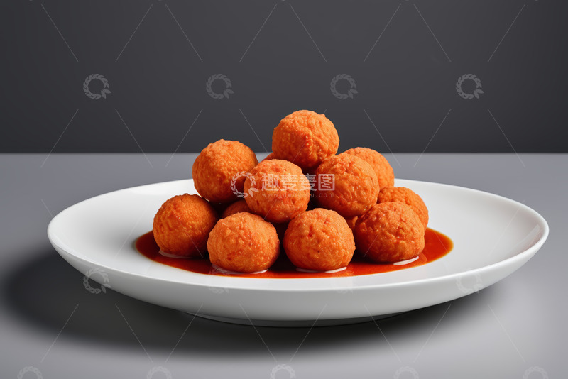 高清大图下载【趣麦麦图】白色盘子上的油炸丸子