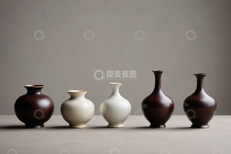 高清大图下载【趣麦麦图】摆放整齐的中式陶瓷花瓶