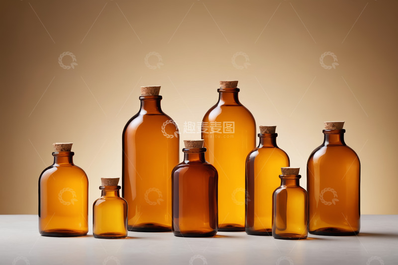 高清大图下载【趣麦麦图】棕色玻璃瓶排列静物