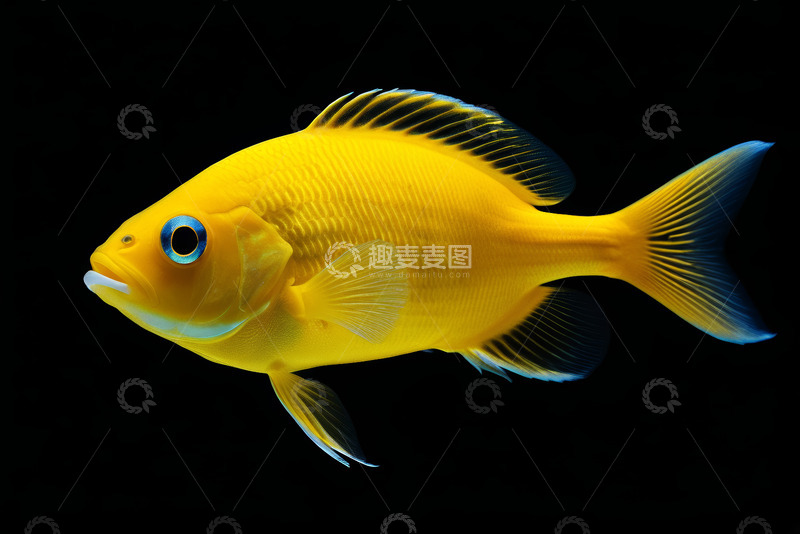 高清大图下载【趣麦麦图】黄色观赏鱼特写