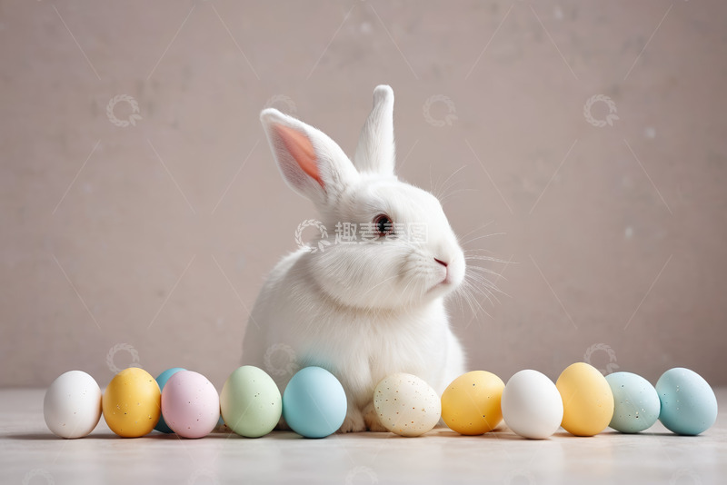 高清大图下载【趣麦麦图】复活节兔子与彩蛋特写