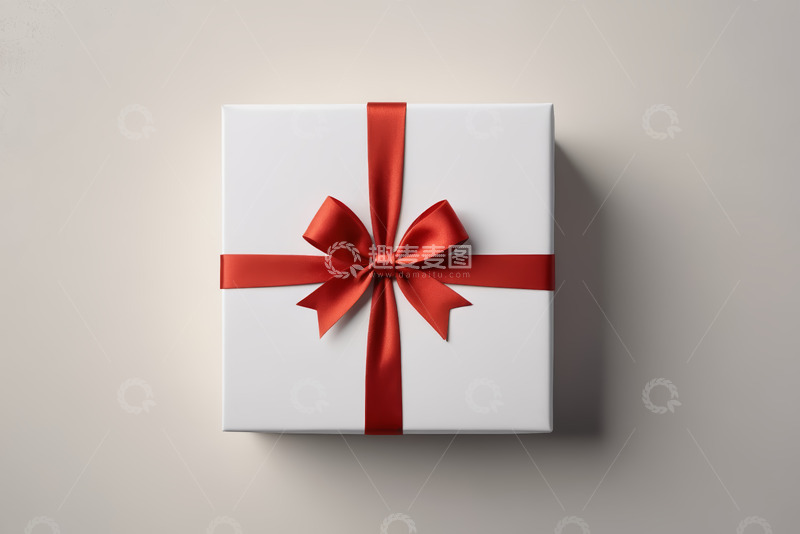 高清大图下载【趣麦麦图】白色礼物盒配红色蝴蝶结