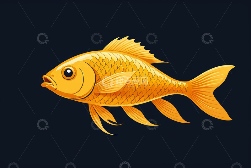 高清大图下载【趣麦麦图】金色金鱼插画