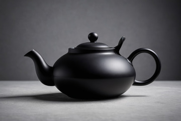 黑色茶壶静物特写
